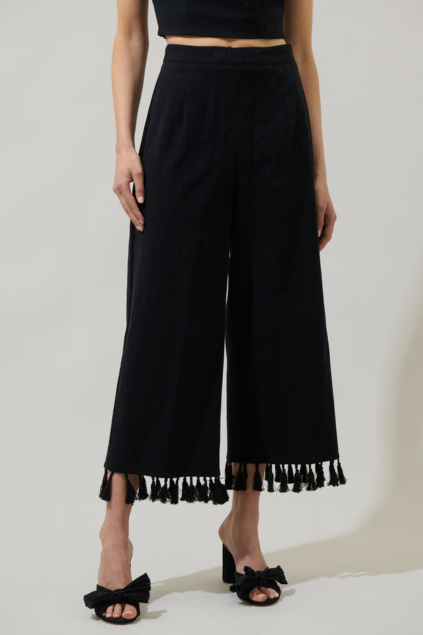 sugarlips Stay Extra Tassel Trim Wide Leg Pants