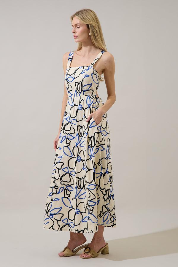 Sugarlips Steff Open Back Midi Dress Tercy Floral