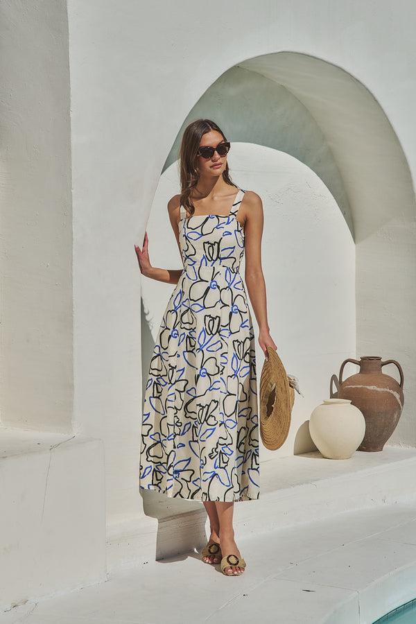 sugarlips Steff Open Back Midi Dress Tercy Floral