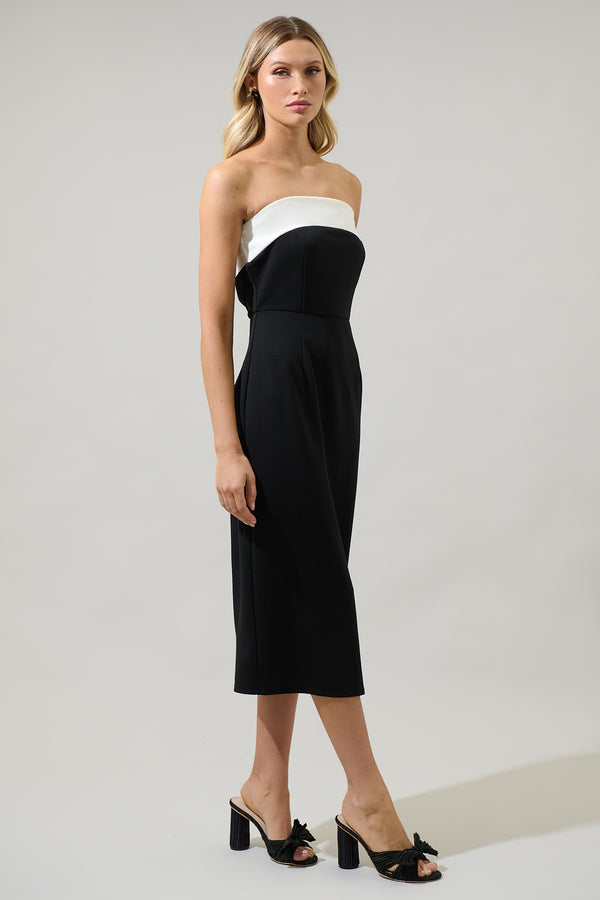 Sugarlips Stella Strapless Color Block Midi Dress