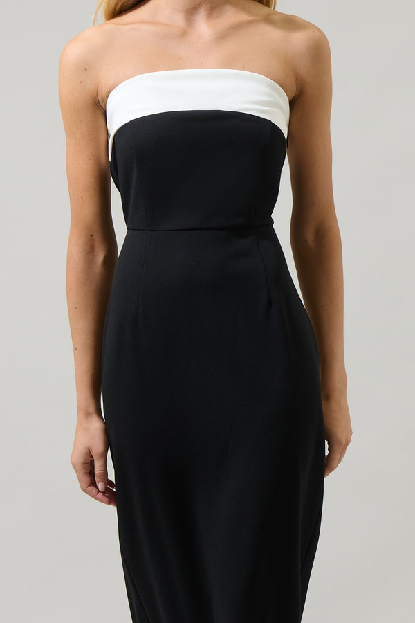 Sugarlips Stella Strapless Color Block Midi Dress