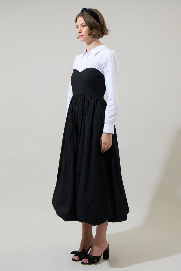 Sugarlips Stori Collared Long Sleeve Maxi Dress