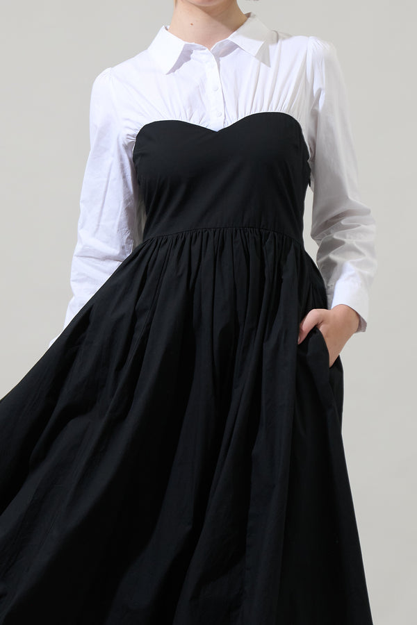 Sugarlips Stori Collared Long Sleeve Maxi Dress