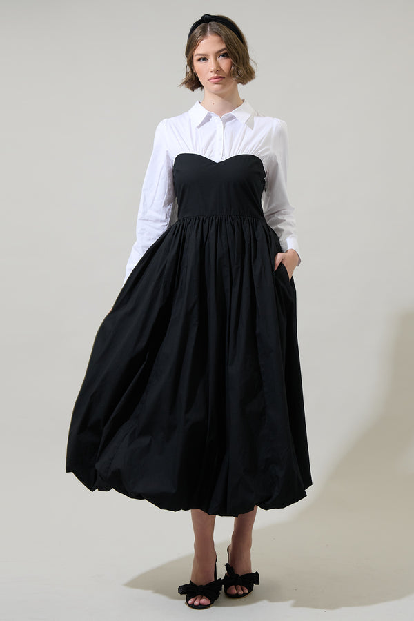 sugarlips Stori Collared Long Sleeve Maxi Dress