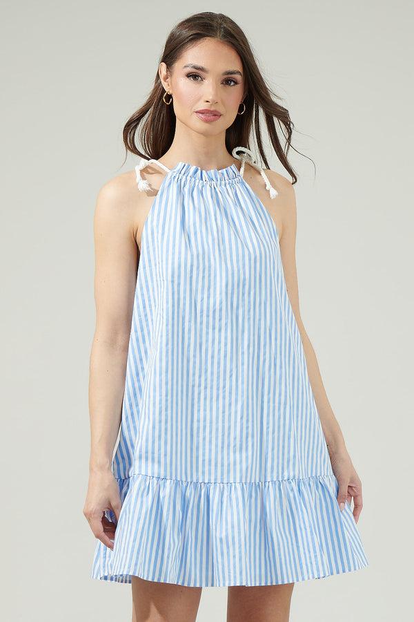 sugarlips Striped Rumba Halter Mini Dress