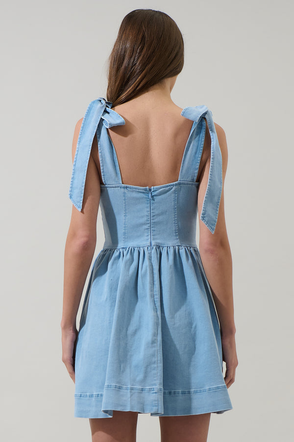 Sugarlips Sujey Denim Tie Strap Mini Dress