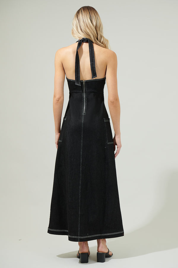 Sugarlips Sulema Halter Denim Dress
