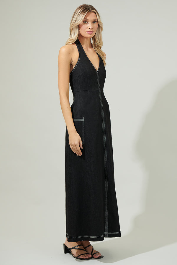 Sugarlips Sulema Halter Denim Dress