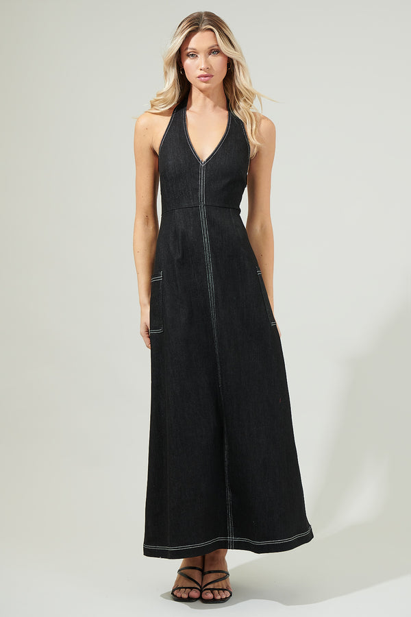sugarlips Sulema Halter Denim Dress