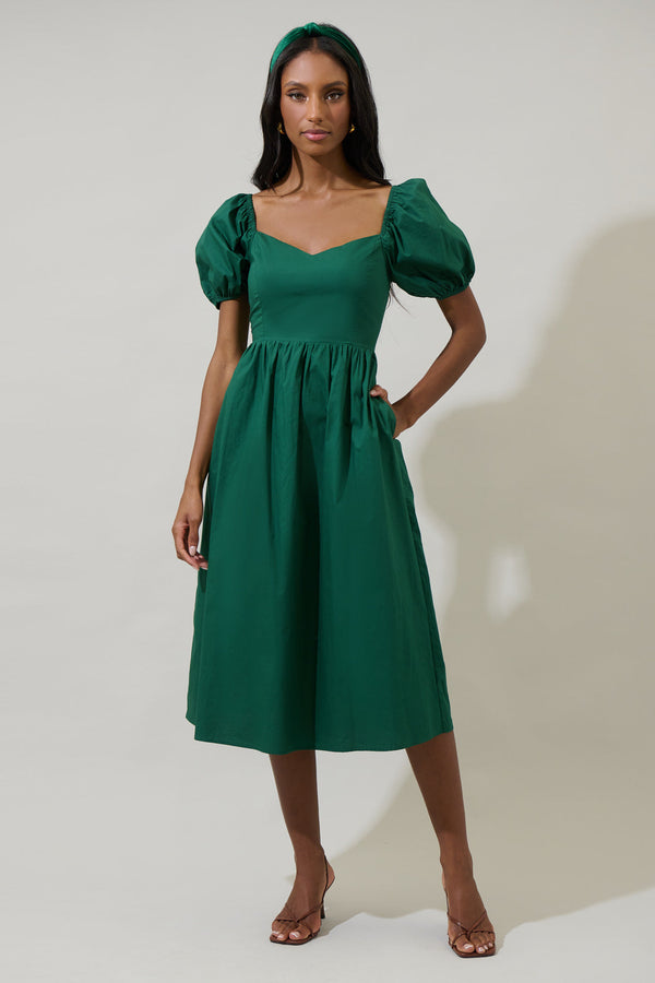sugarlips Sun City Alessi Puff Sleeve Midi Dress