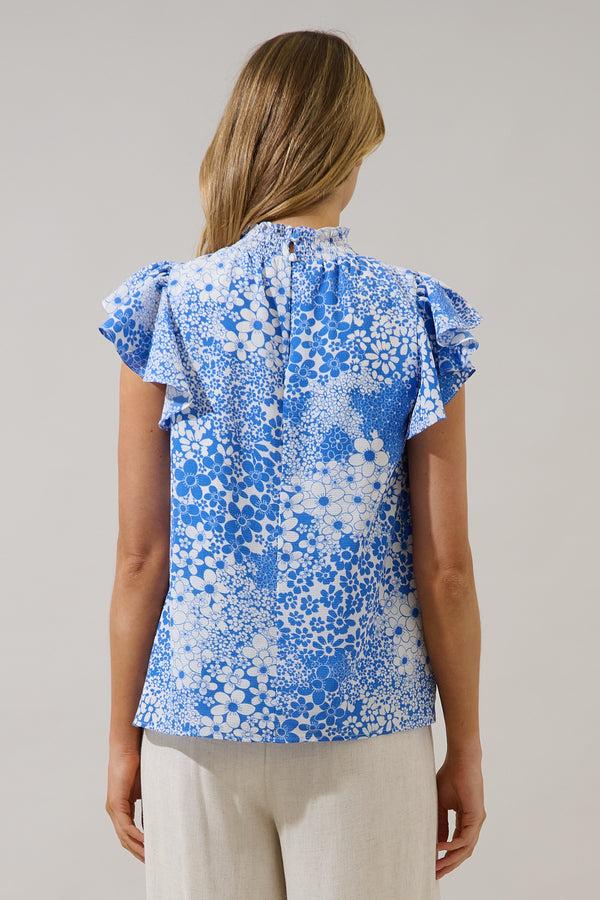 Sugarlips Sun Up Mock Neck Blouse Serra Floral
