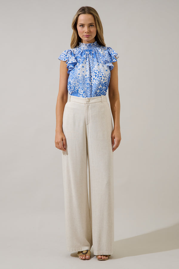 Sugarlips Sun Up Mock Neck Blouse Serra Floral