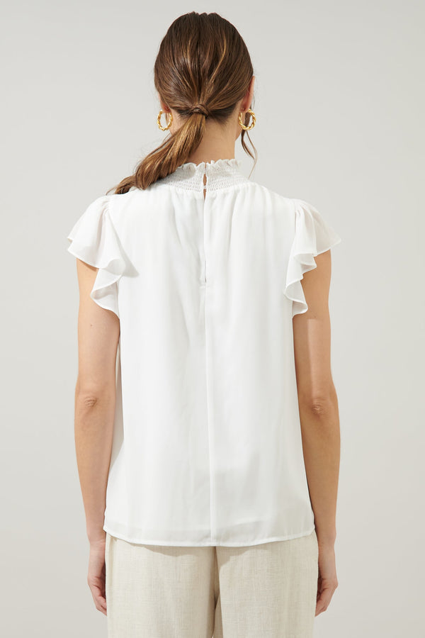 Sugarlips Sun Up Mock Neck Flowy Blouse