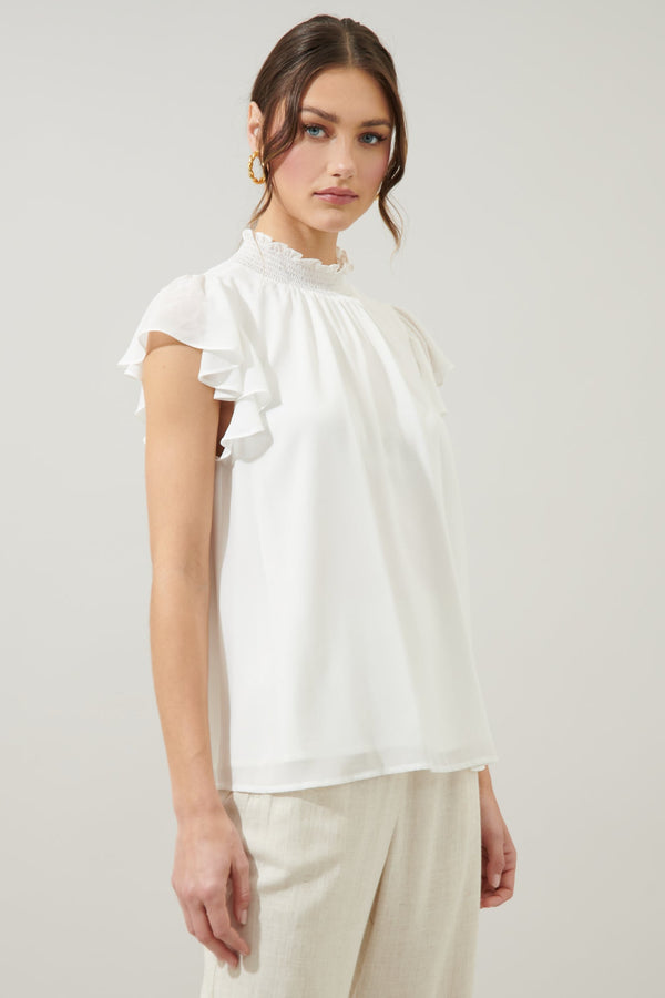 Sugarlips Sun Up Mock Neck Flowy Blouse