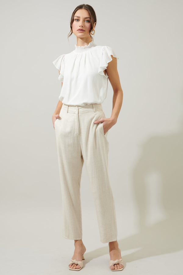 Sugarlips Sun Up Mock Neck Flowy Blouse