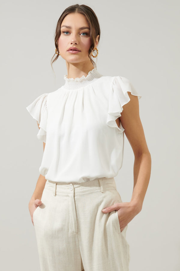 sugarlips Sun Up Mock Neck Flowy Blouse