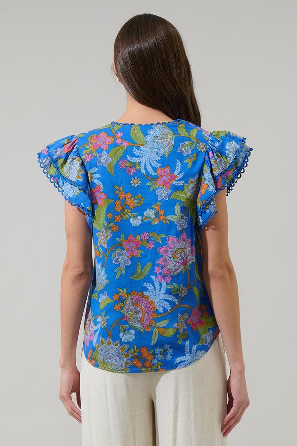 Sugarlips Sunlit Floral Ema Ruffle Top