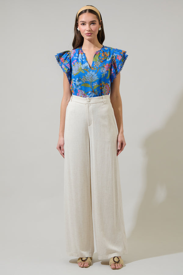 Sugarlips Sunlit Floral Ema Ruffle Top
