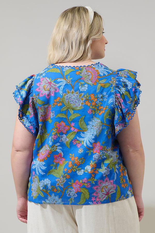 Sugarlips Sunlit Floral Ema Ruffle Top Curve