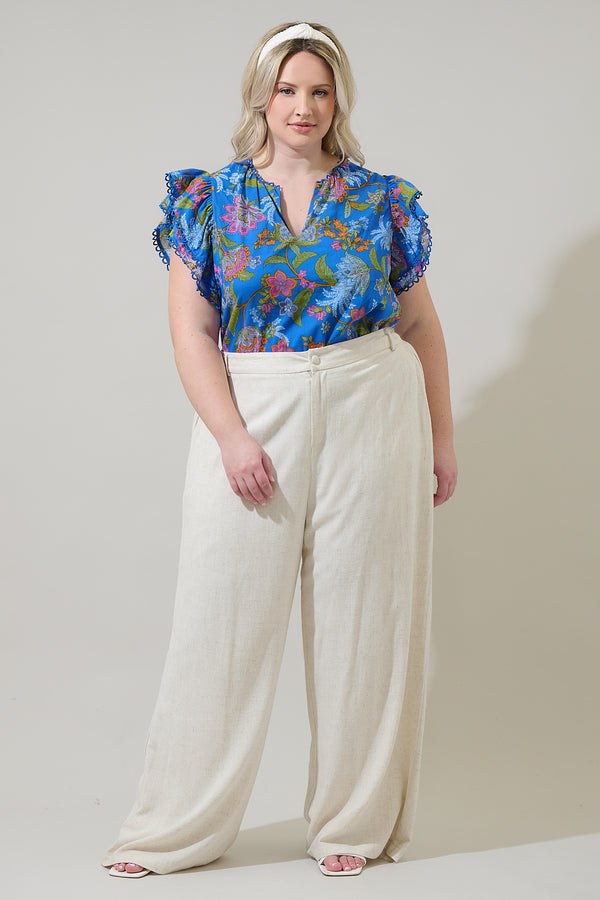Sugarlips Sunlit Floral Ema Ruffle Top Curve