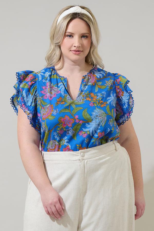 sugarlips Sunlit Floral Ema Ruffle Top Curve