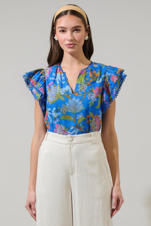 sugarlips Sunlit Floral Ema Ruffle Top