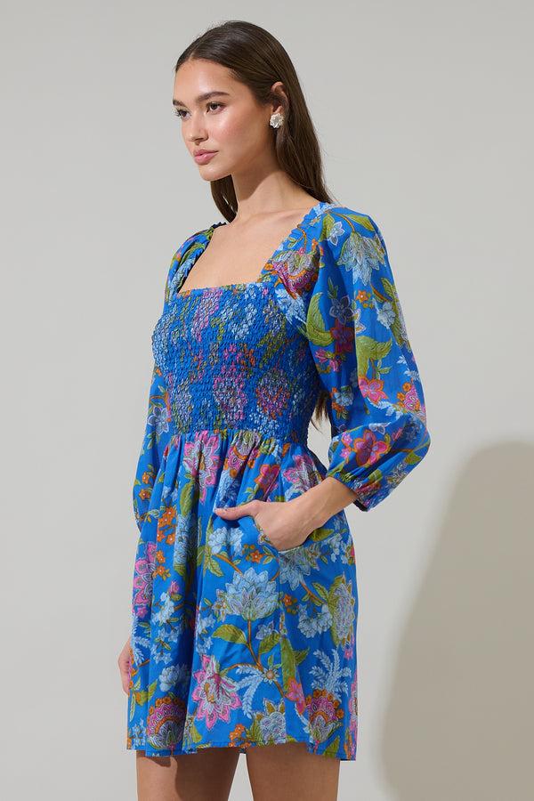 Sugarlips Sunlit Floral Niko Smocked Mini Dress