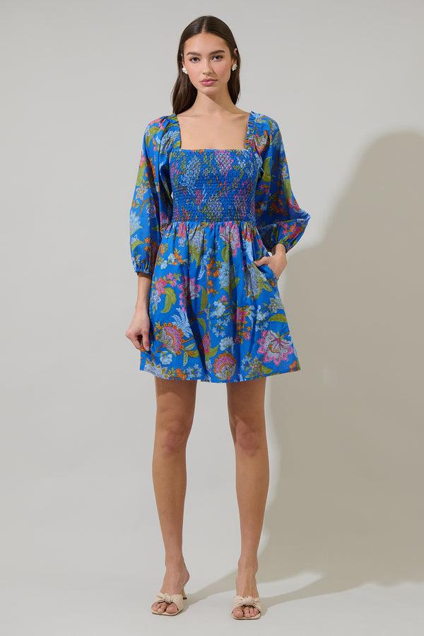 Sugarlips Sunlit Floral Niko Smocked Mini Dress
