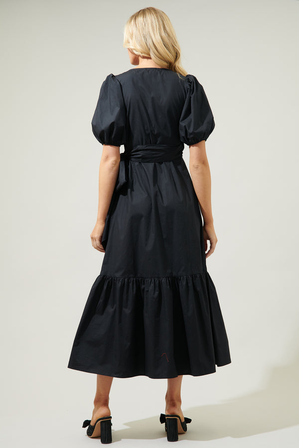 Sugarlips Sunny Stroll Poplin Wrap Top MIdi Dress