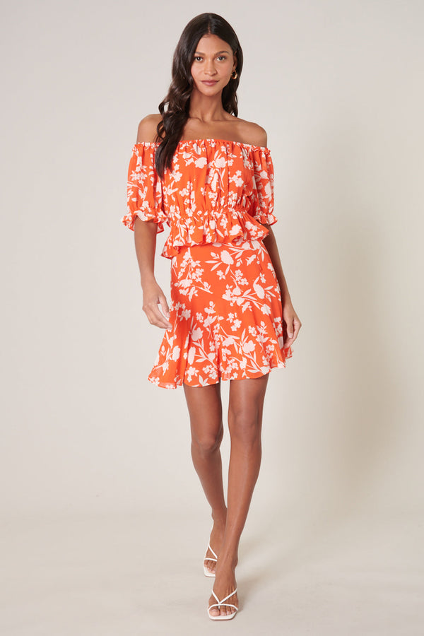 Sugarlips Sunset Floral Eden Flared Mini Skirt