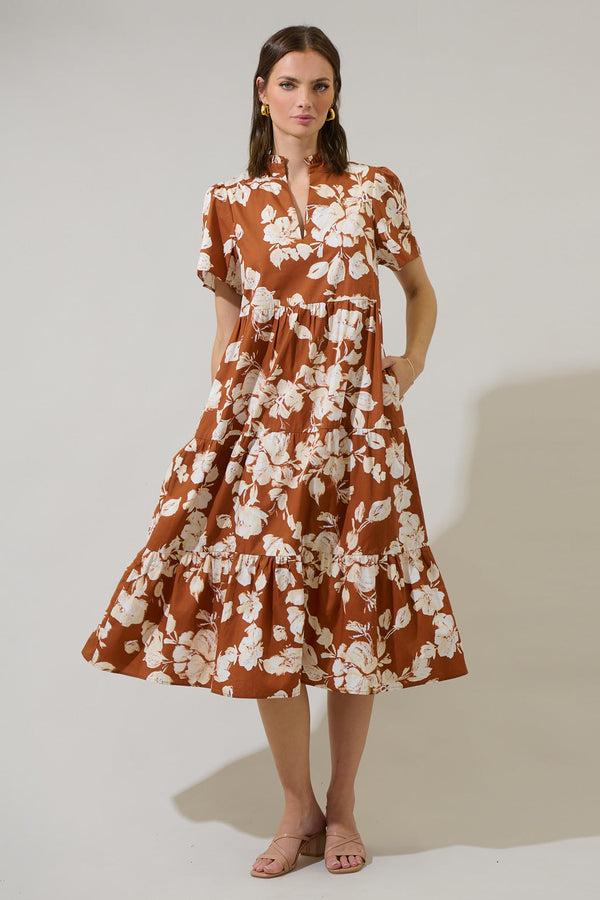 Sugarlips Surrey Floral Amayah Tiered Midi Dress