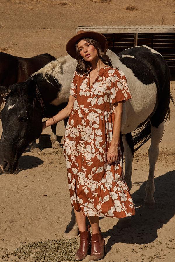 sugarlips Surrey Floral Amayah Tiered Midi Dress