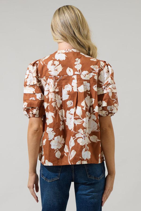 Sugarlips Surrey Floral Court Button Down Top