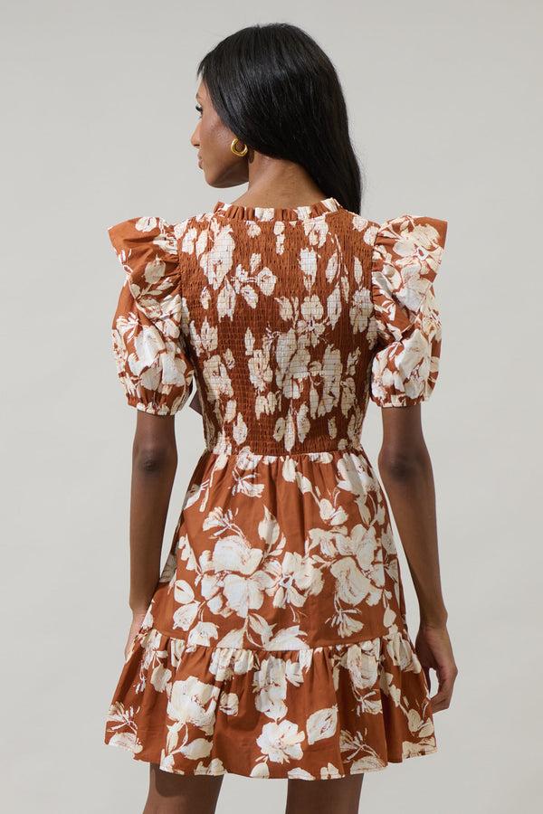 Sugarlips Surrey Floral Leones Smocked Mini Dress