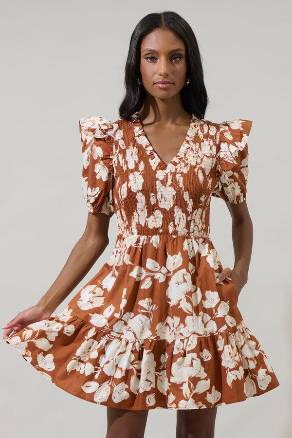sugarlips Surrey Floral Leones Smocked Mini Dress