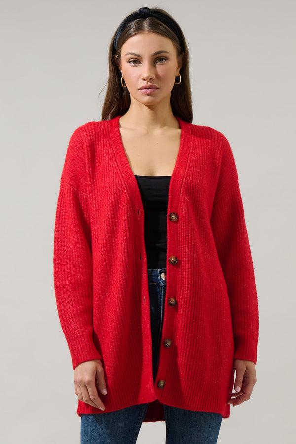 sugarlips Tahlia Ribbed Oversized Cardigan