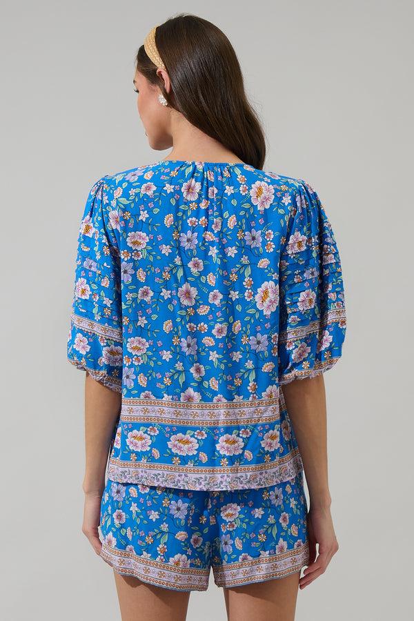 Sugarlips Tali Floral Cerry Pleated Top