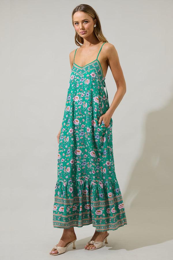 Sugarlips Tali Floral Valle Tie Back Maxi Dress