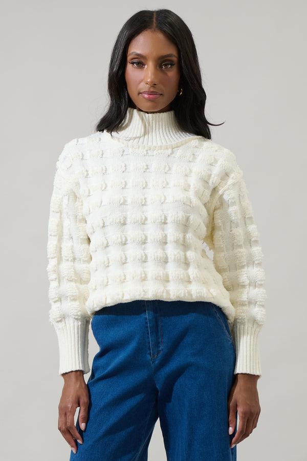 Sugarlips Talia Embroidered Mock Neck Sweater