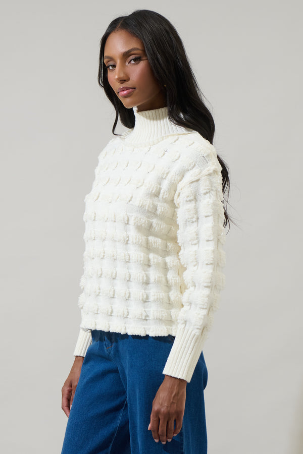 Sugarlips Talia Embroidered Mock Neck Sweater