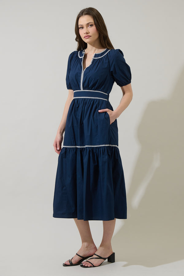 Sugarlips Taliah Puff Sleeve Midi Dress