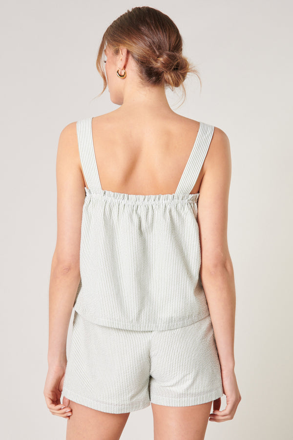 Sugarlips Taliya Seersucker Ruffle Crop Top