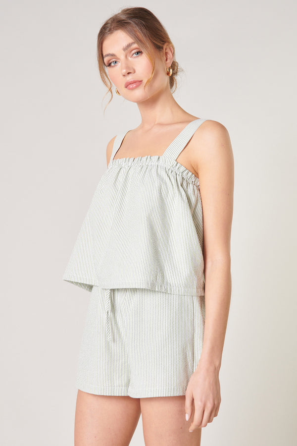 Sugarlips Taliya Seersucker Ruffle Crop Top