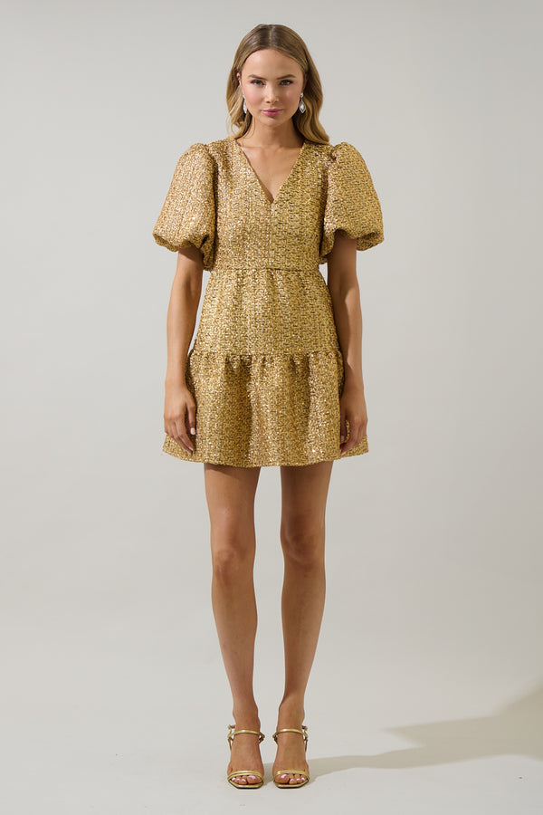 Sugarlips Tamary Tweed May Tiered Mini Dress