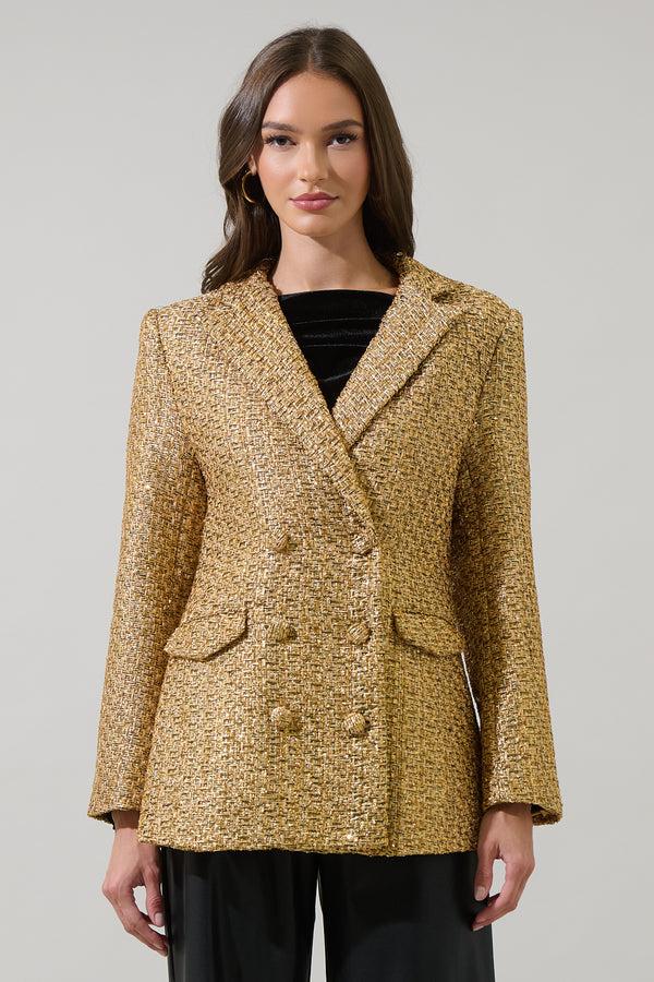 Sugarlips Tamary Tweed Vesta Collared Blazer