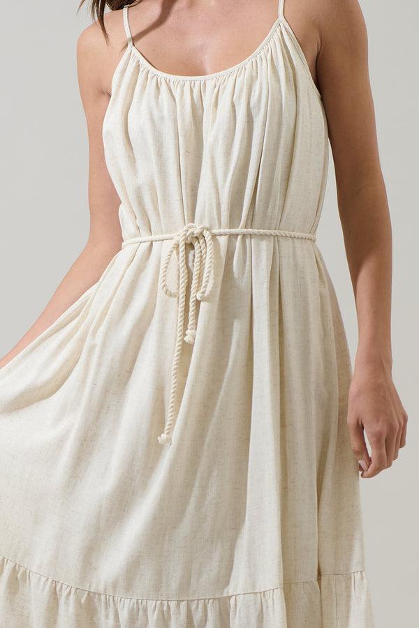 Sugarlips Tamia Linen Scoop Neck Midi Dress