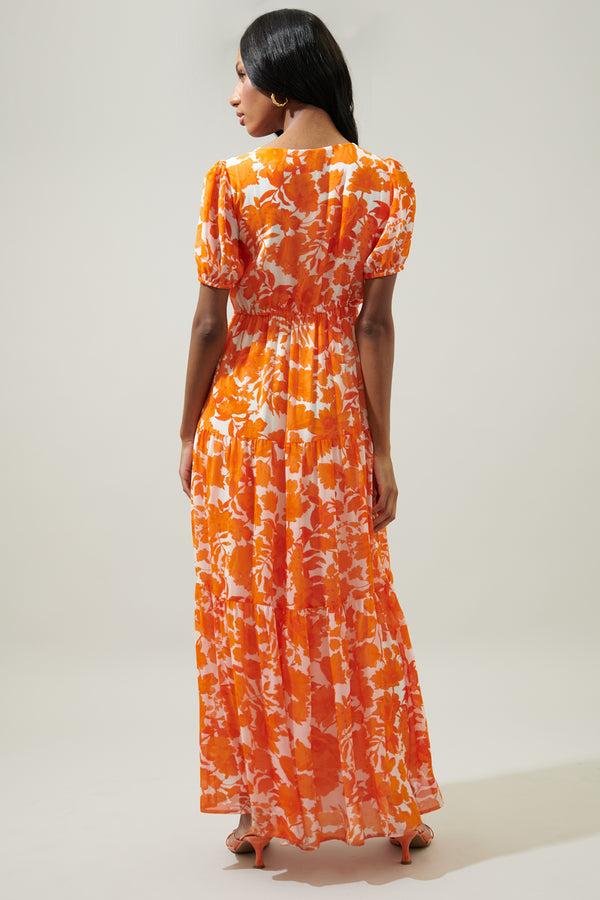 Sugarlips Tangelo Floral Monaco Tiered Maxi Dress