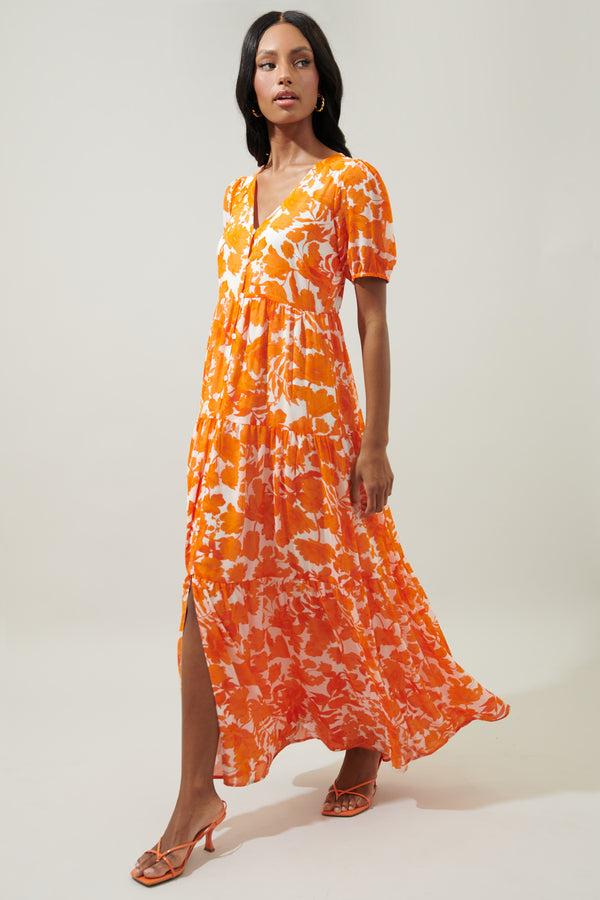 Sugarlips Tangelo Floral Monaco Tiered Maxi Dress