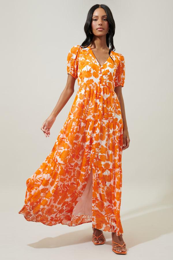 sugarlips Tangelo Floral Monaco Tiered Maxi Dress