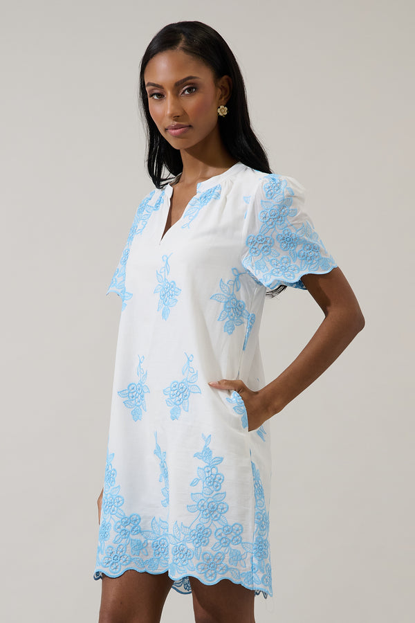 Sugarlips Tannia Embroidered Shift Mini Dress